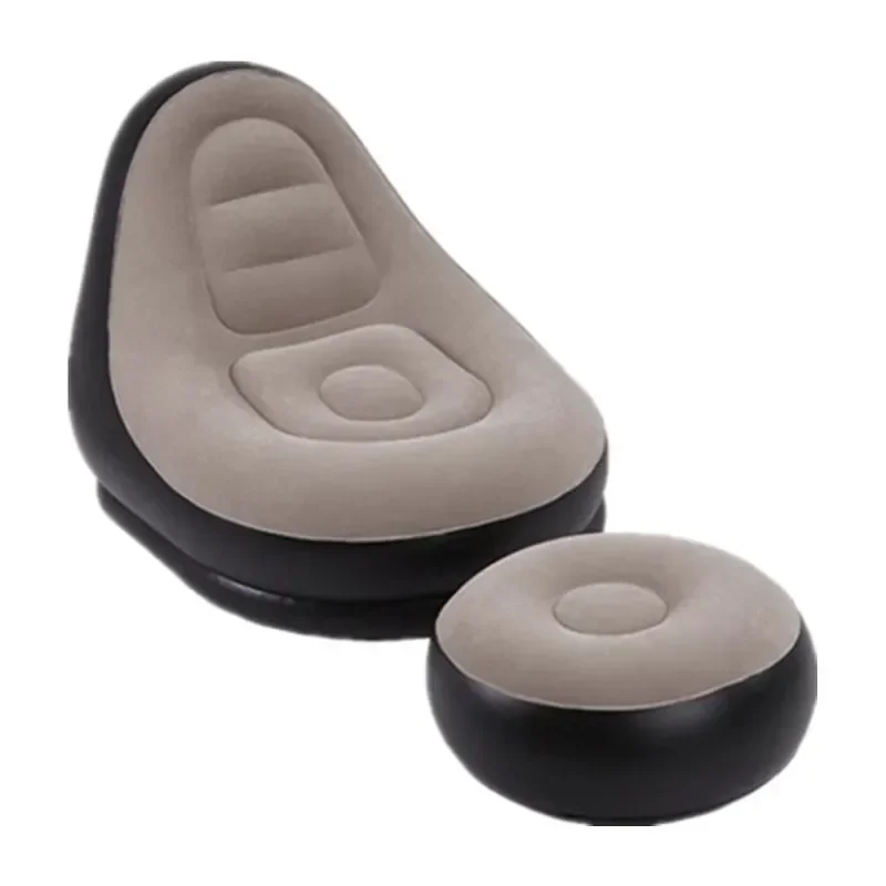 

Inflatable Lounge Chair Family Lounge Chair with Foot Cushion Flocking Blow Up Chaise Lounge Portable Outdoor Folding Sofa