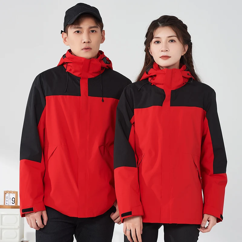 

Winter Outdoor Cold Proof and Warm Three in One Couple Detachable Jacket Outdoor Hiking Windproof and Breathable Warm Jacket
