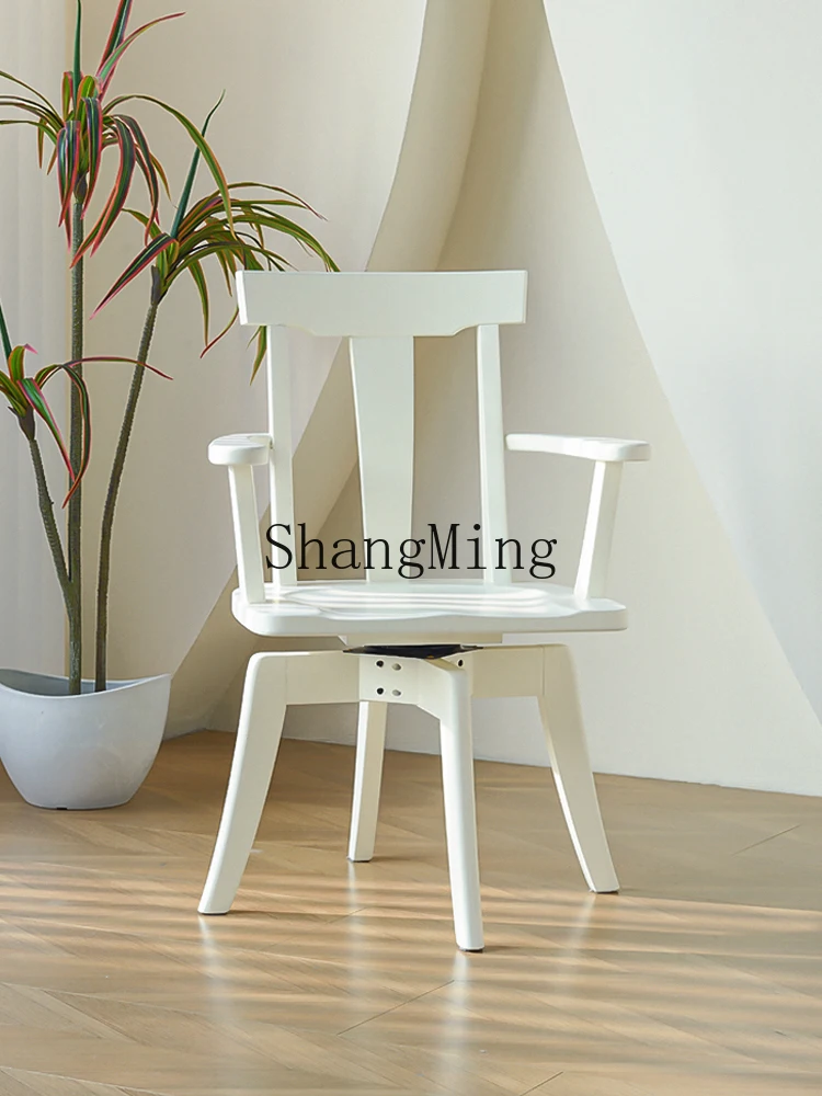 PYH all solid wood rotatable chair log with armrest computer office swivel chair