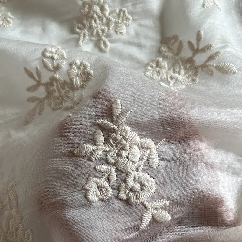 

W130cm Thin Gauze Soft Embroidery floral lace fabric, wedding dress accessories, embroidered fabric lace embroidery SC870