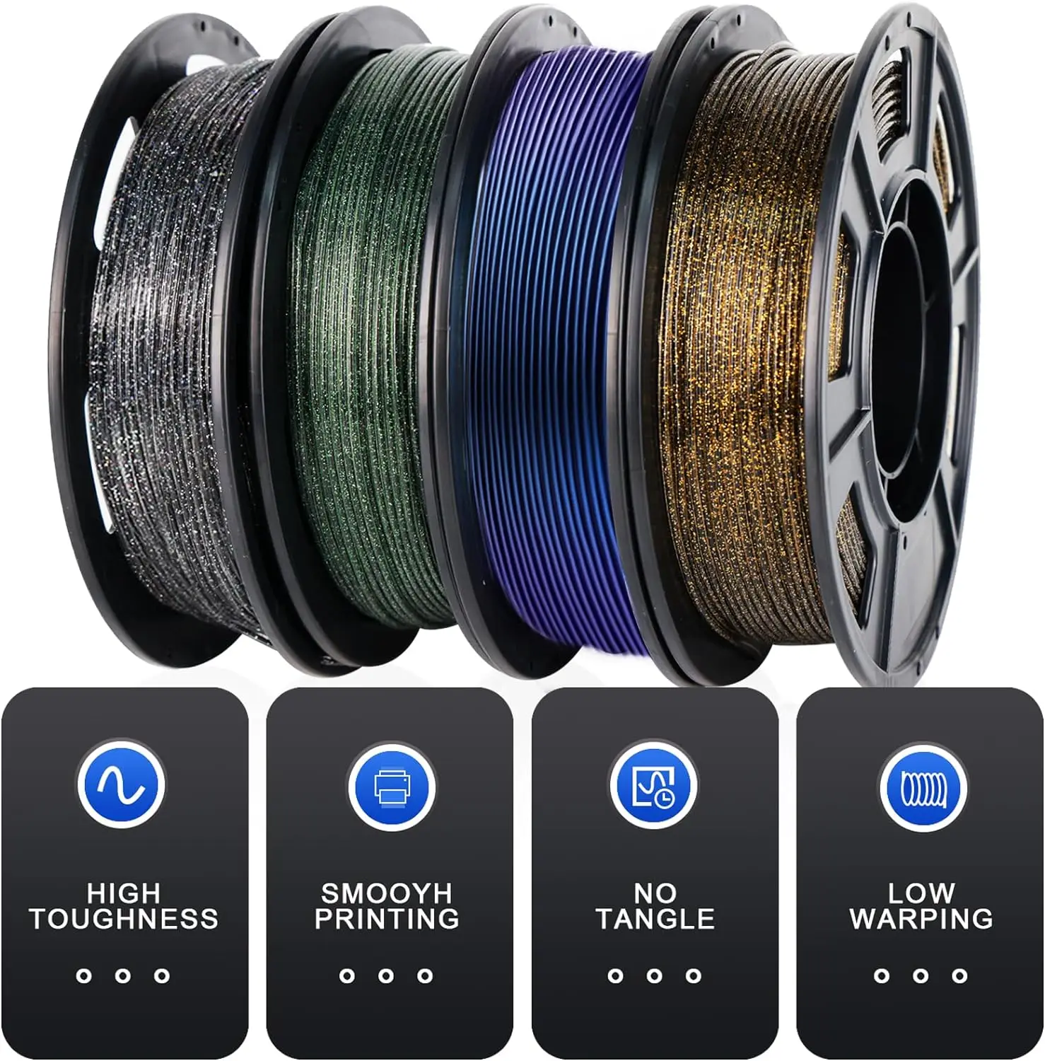 

3D Printer Filament Galaxy PLA Filament 1.75mm, 250g*4pack, 3D Printing Filament, Multi Color Filament Glitter