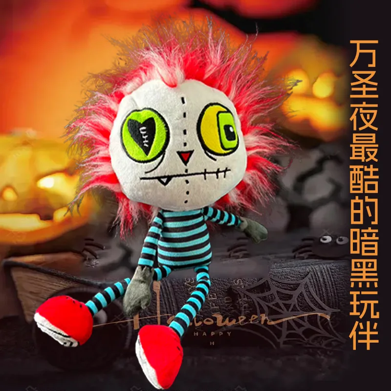 Soft Stitch Wizard Ghost Plush Doll Halloween Creepy Stuffed Toy Non-shedding Pumpkin Figure Holiday Party Ornament