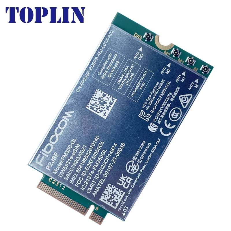 FM350-GL DW5931e-eSIM 5G M.2 Módulo P2J8F Para Dell Latitude 5531 9330 3571 Laptop 4x4 MIMO Módulo GNSS