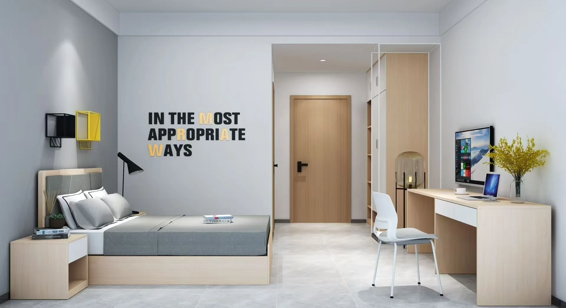 One-stop Solution Modern Melamine Holiday Inn Express Hotel  Room Set Package Hotel Bedroom Furniture