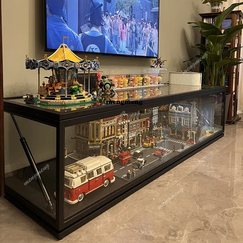E182 Transparent glass Lego display coffee table building block figure display cabinet coffee table