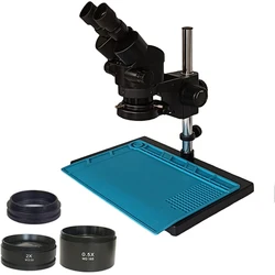 7X-45X Professional Classical Black Binocular Stereo Microscope With 0.5X 2X Objective Lens Lamp Black Microscopio Phone Tools