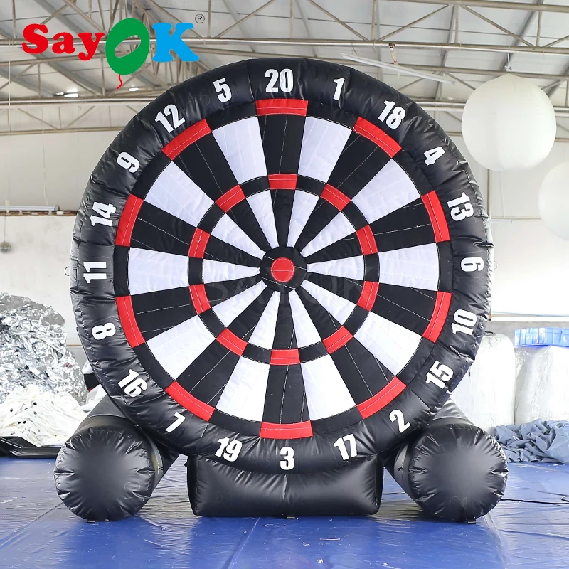 SAYOK Giant Inflatable Football Dart Board PVC Dart Football Soccer Game with Inflatable Balls for School Family Children Adults