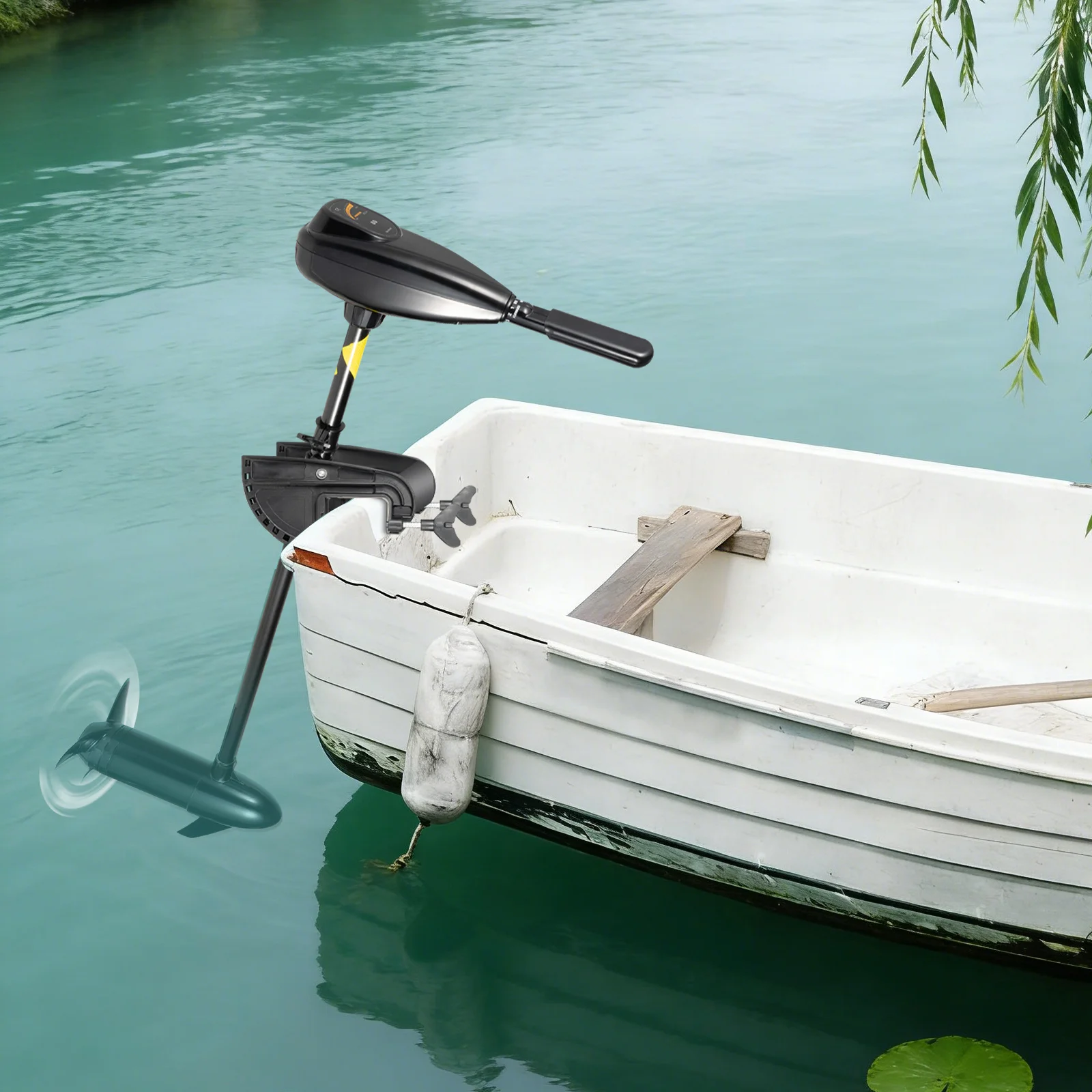 

12V 800W Outboard Electric Motor, 80LBS Boat Motor Electric Outboard Motor W/ 1.2 Horsepower Outboard Motor for Hose Boat