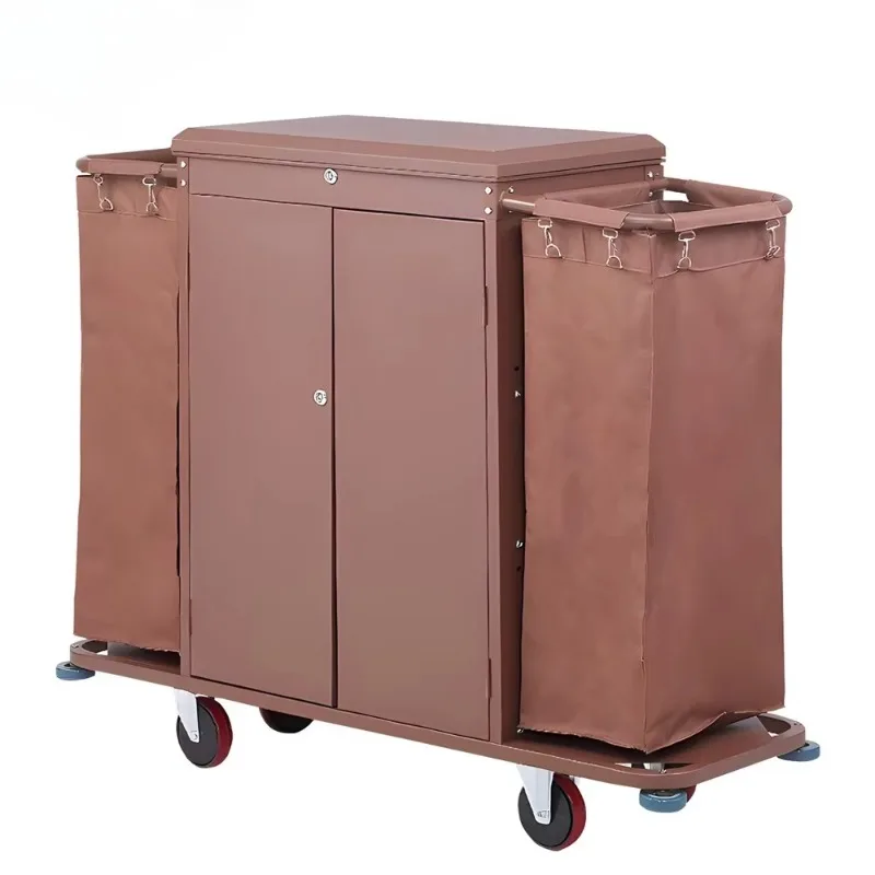 Factory large hotel double-sided room work car with door and lock, housekeeping service car, linen trolley