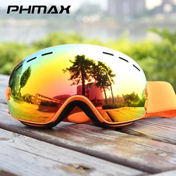 PHMAX UV400 Ski Goggles Double Layers Anti-fog OTG Ski Glasses Skiing Mask Snowboard Men Women Snow Goggles Winter Sports Gift