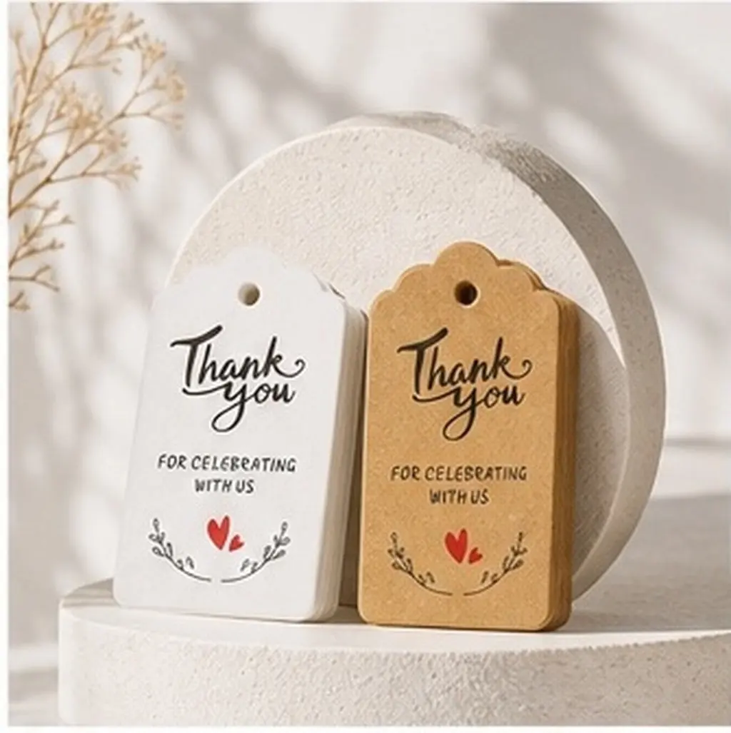 200Pcs Thank You Tags for Gifts Decorative Paper Gift Tags Wedding Birthday Party Thank You Labels Festive Gift Tag Decors