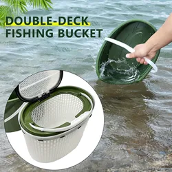 Large Capacity Double-layer Fishing Bucket Portable Ultralight Live Fish Bucket With Handle Winter Outdoor Fishing Gears 2025