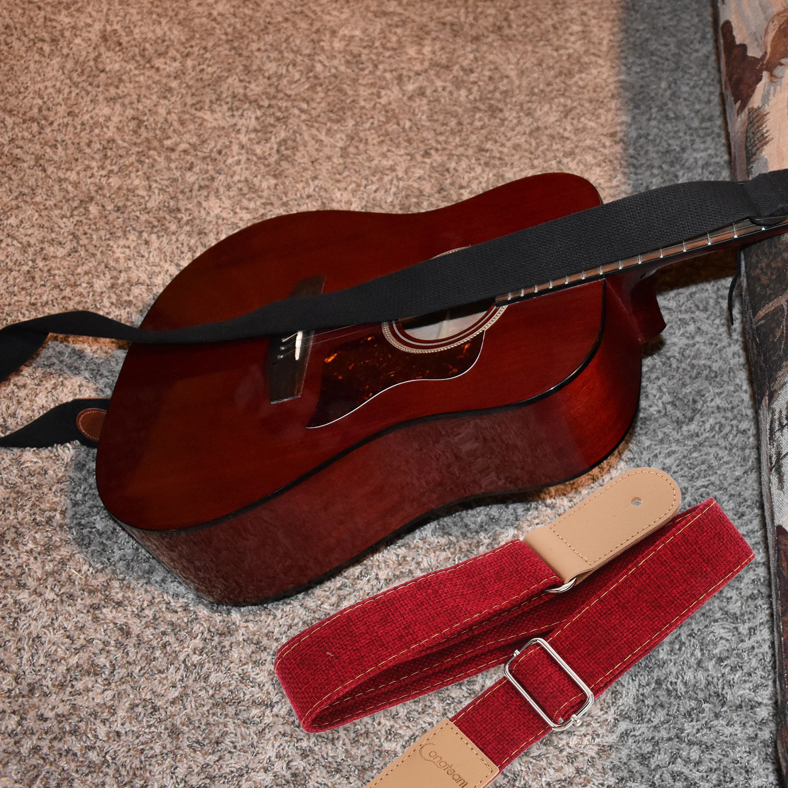 

Cotton Linen Ukulele Strap Coffee Exquisite Sewing Process Strong Durability Metal Buckle Adjustable Length