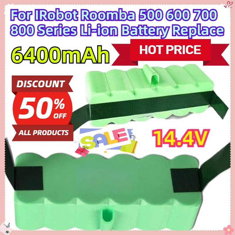 

For IRobot Roomba 500 600 700 800 Series 14.4V 6.4Ah Li-ion Battery Replace