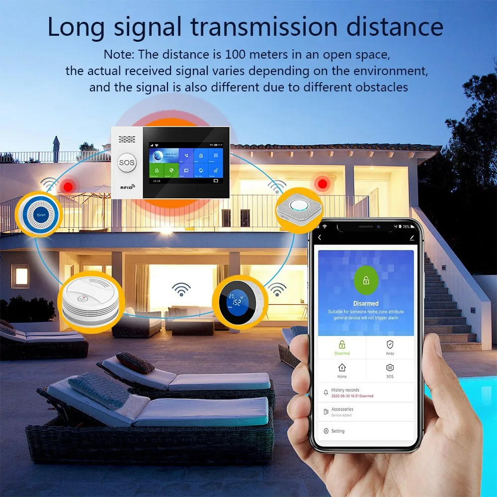 PGST PG-107 4G Wireless Home Alarm System WiFi Security System with 4.3 Inch Full Touch Screen,Compatible with Alexa and Google