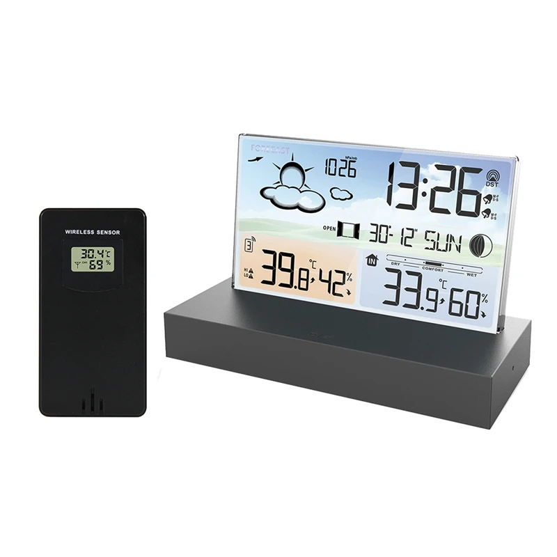 

Barometer Weather Station Thermometer Weather Station Thermometer Electronics Desktop Alarm Clock Battery Wireless Sensor