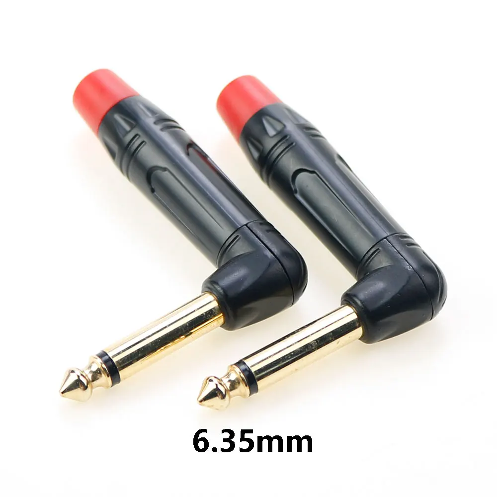 1 szt. Wtyczka 90 ° ze spinką 6.35mm gniazdo Audio wzmacniacza mikrofon Adapter DIY radio HiFi złącze drut lutowniczy słuchawek