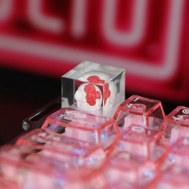Skull Flower Keycaps Resin Personalized Translucent Customized Handmade Keyboard Caps Mechanical Keyboard Gamer Accessories