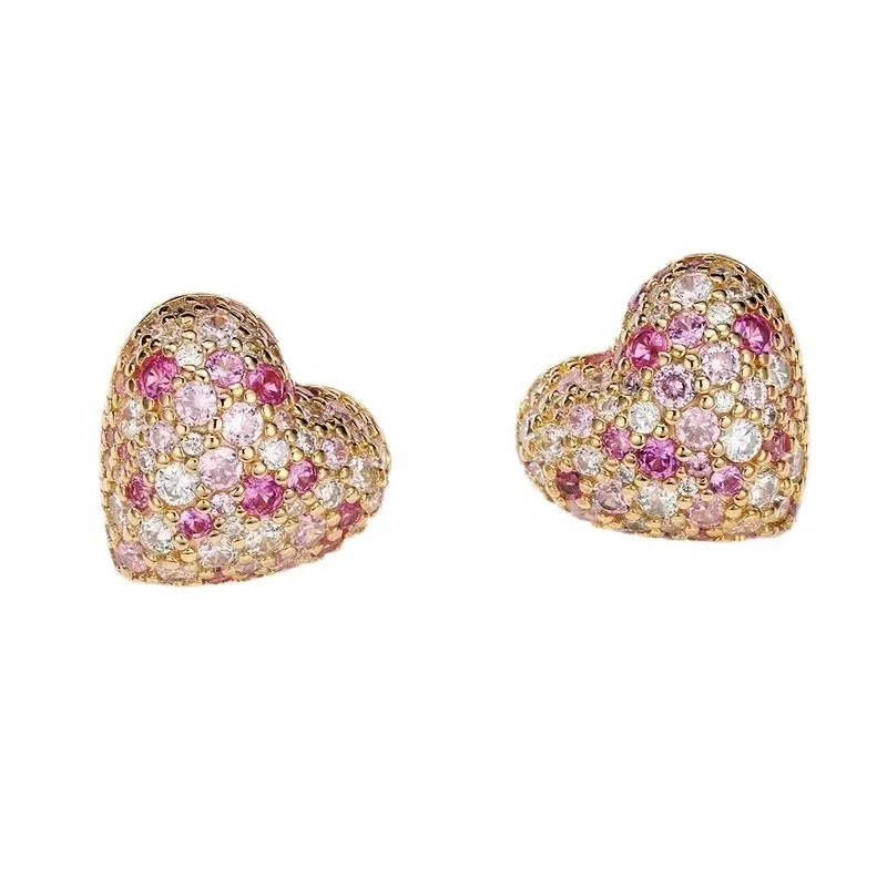 

ZOCA 925 Sterling Silver Sparkling Women Love Heart Earrings Ear Studs Fine Jewelry Anniversary Gifts