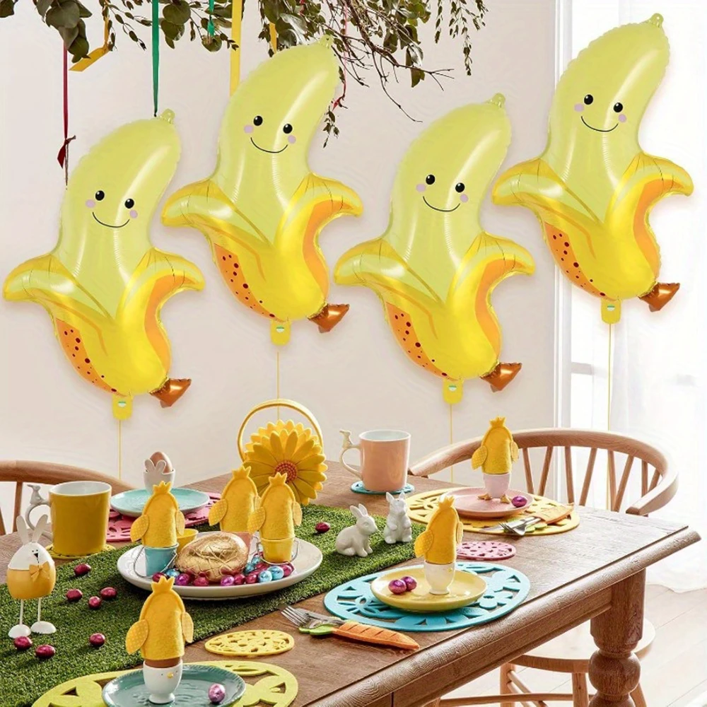 6Pcs Banana Foil Balloons arge Cute Fruit Foil Balloons for Fruit Banana Themed Party Decoration Birthday Baby Shower Supplies
