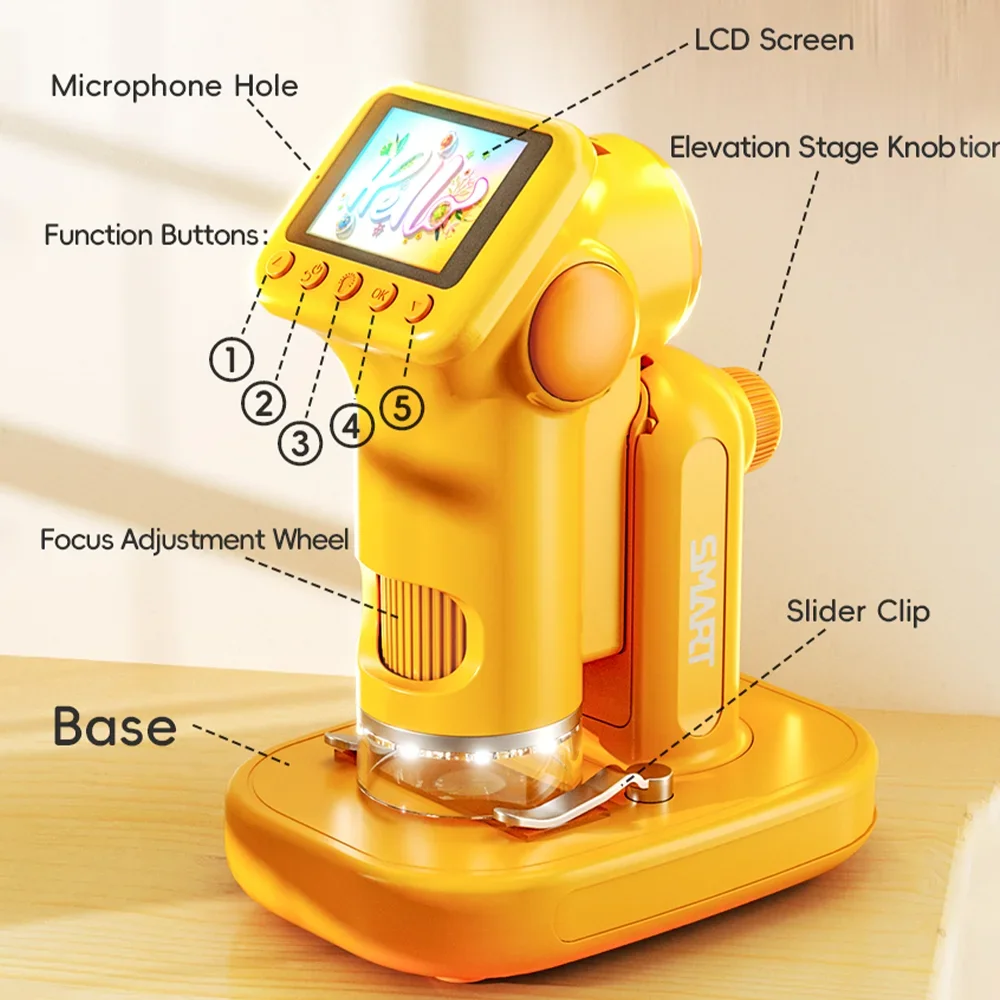 2 IN 1 Portable Lab Microscopes Digital Camera 1600X Desktop Handheld HD Microscope Children's Biological Science Education Toys