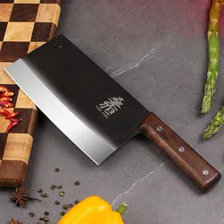 SHUOJI High Carbon Steel Kitchen Knives Chinese Kitchen Cooking Knife Non Stick Blade Slicer Knife Chef's Cleaver Wood Handle
