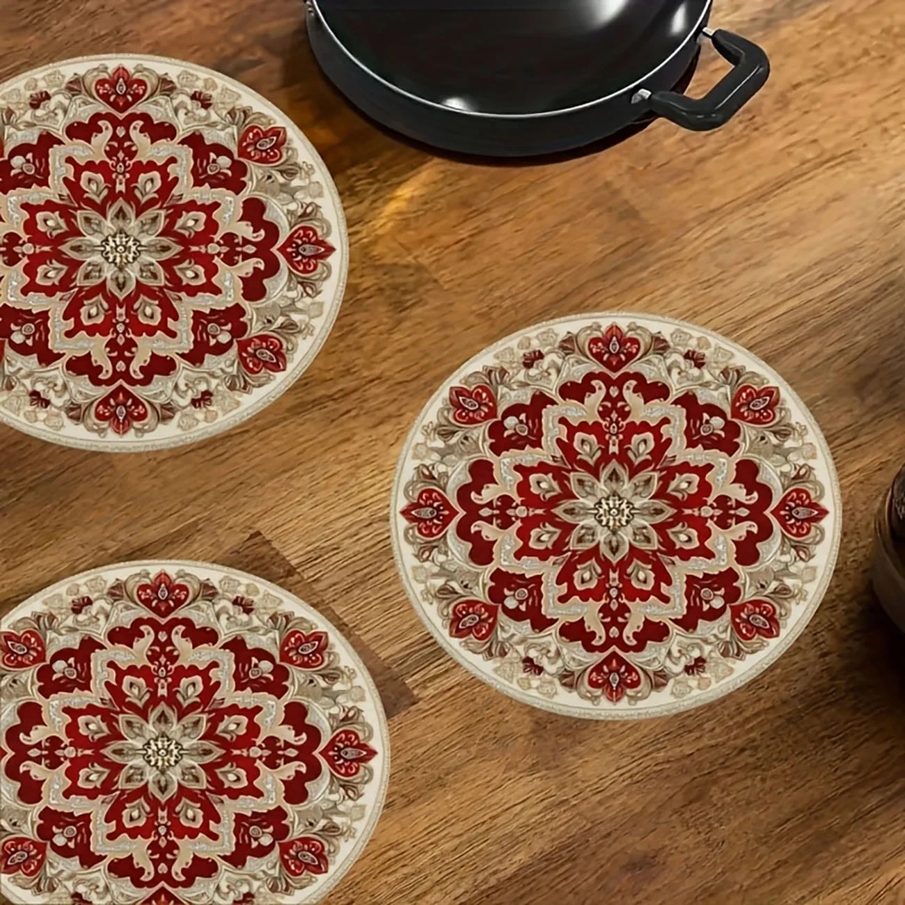 4-piece set - wooden placemat, anti slip and heat-resistant, desktop protection, dining table decoration, restaurant gift