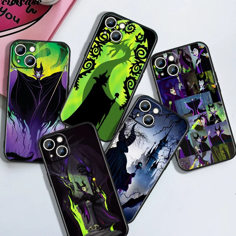 Disney M-Maleficent Black Silicone Phone Case For Apple iPhone 15 14 13 12 mini 11 XS XR X 8 7 Pro Max Plus Soft Shell Cover