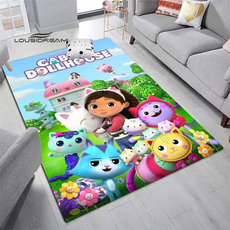 

Gabby's Dollhouse Carpet and Rug Cute Cartoon Carpet Floor Mat Living Room Bedroom Decorate Large Area Soft Carpet Kids Room Rug