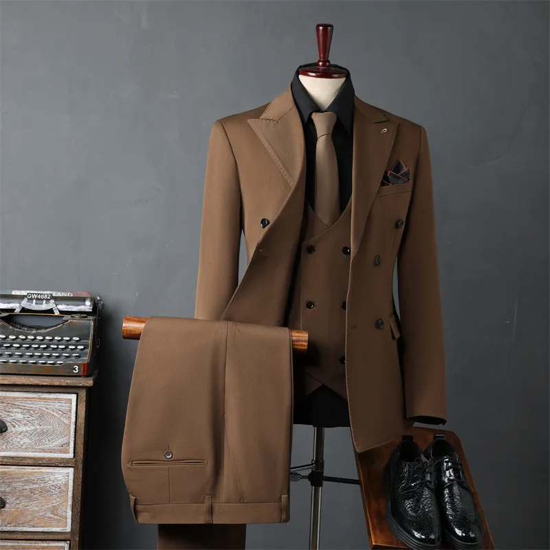 High Quality Men's Suit Slim Fit Formal Business Office Set Wedding Party Fashion Men's Suits 3 Pieces（jacket+Vest+Pants）