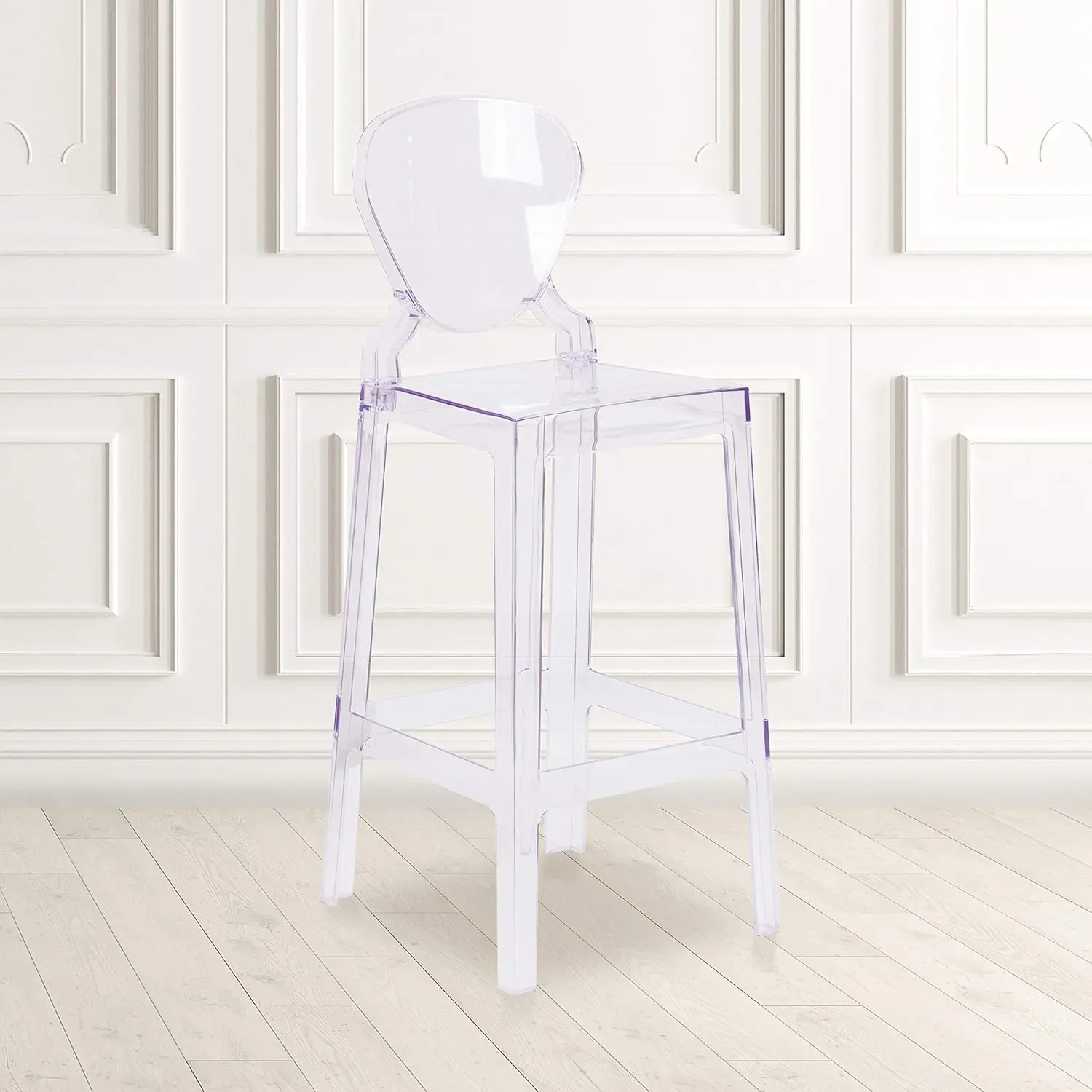 Theo Ghost Barstool With Tear Back In Transparent Crystal