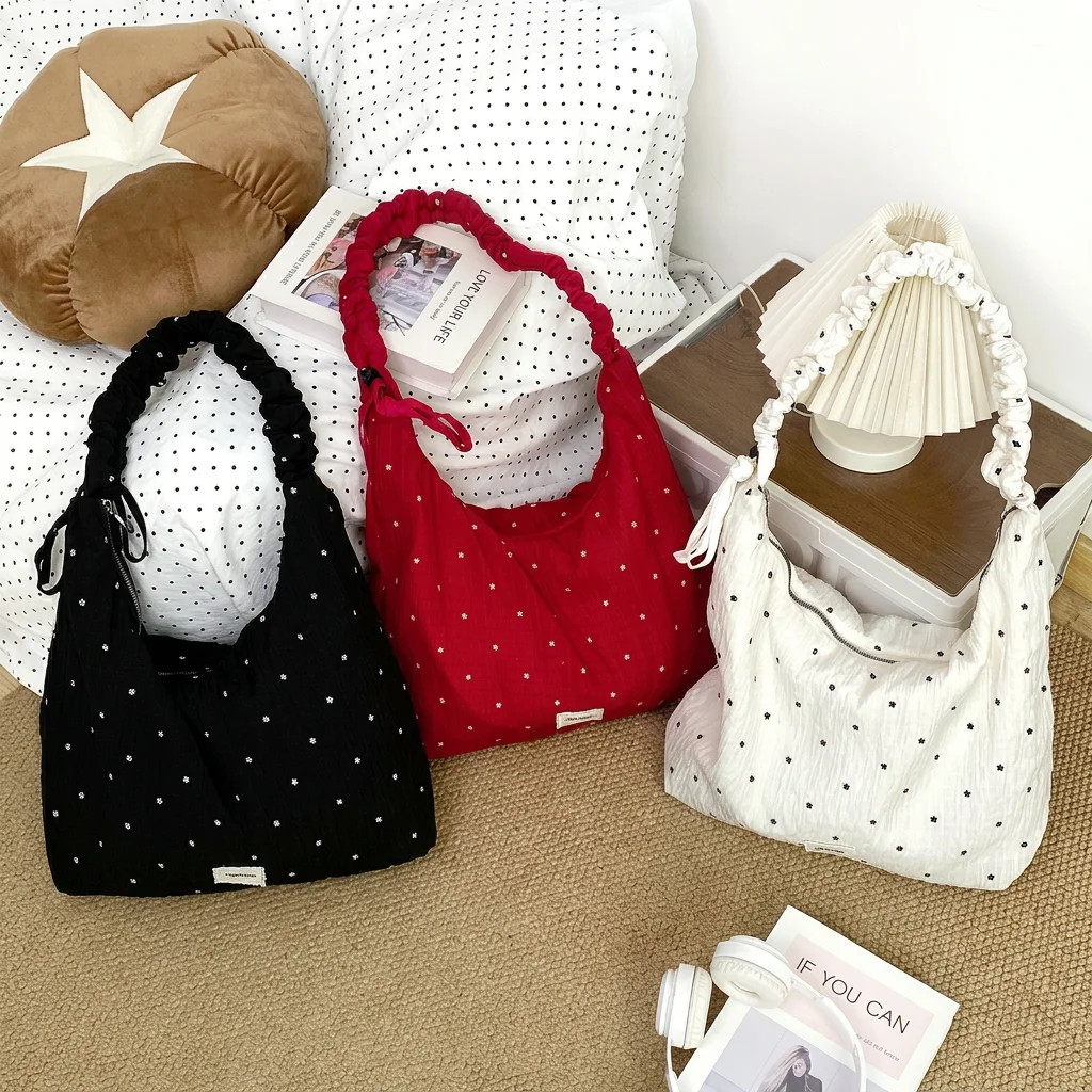 

Floral Print Tote Bag Korean-Style Large Capacity Shoulder Bag Adjustable Strap Tote Bag Skin-Friendly For Daily Commute School