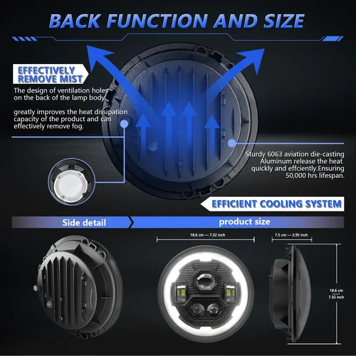 Imagen 2 del producto Faro Led de Ojos de Ángel para coche y motocicleta, faro DRL para Jeep Crystal Len 4x4, Harley Wrangler, Jeep Jk bisagra