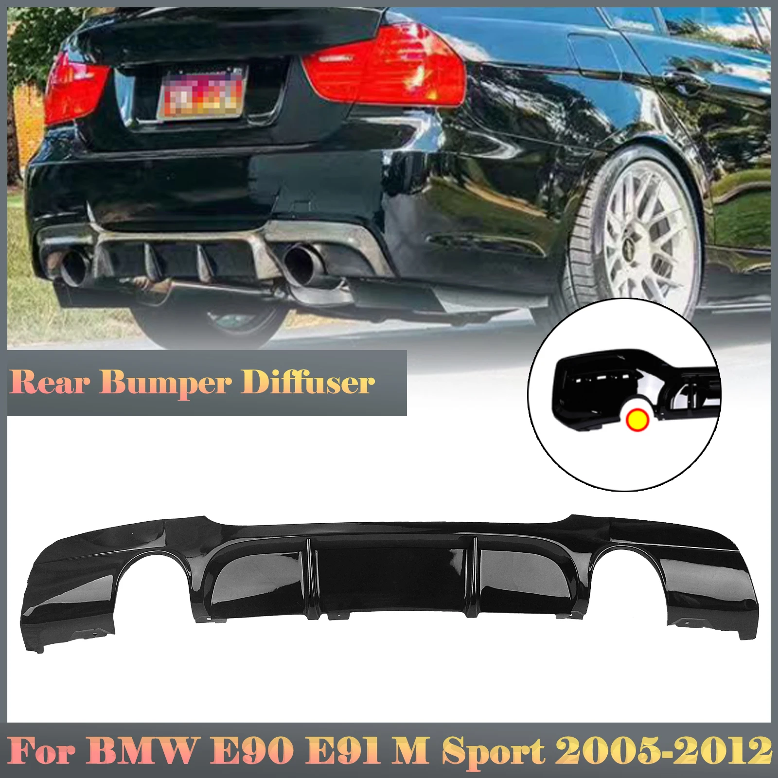 

Rear Bumper Diffuser Lip For BMW 3 Series E90 E91 M Sport 2005-2012 Gloss Black Boot Dual/Single Exhaust Spoiler Plate Splitter