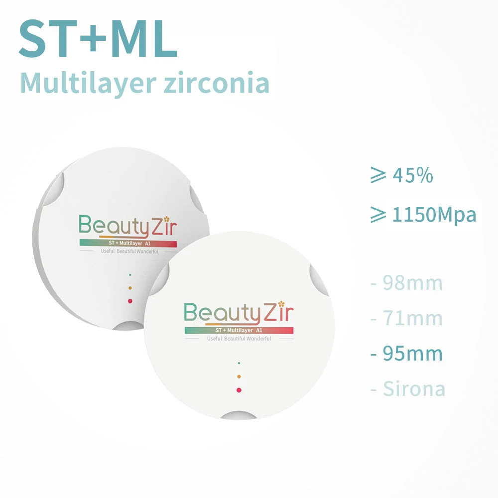 

Заготовки из циркония ST + ML, толщина 95 мм (12-25 мм), суперпрозрачные многослойные стоматологические блоки Zirkonzahn Cad Cam