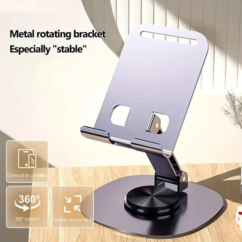 Aulidtech Metal Rotatable Mobile Phone Holder Desktop Tablet Stand Foldable Adjustable Height for Iphone Samsung Universal