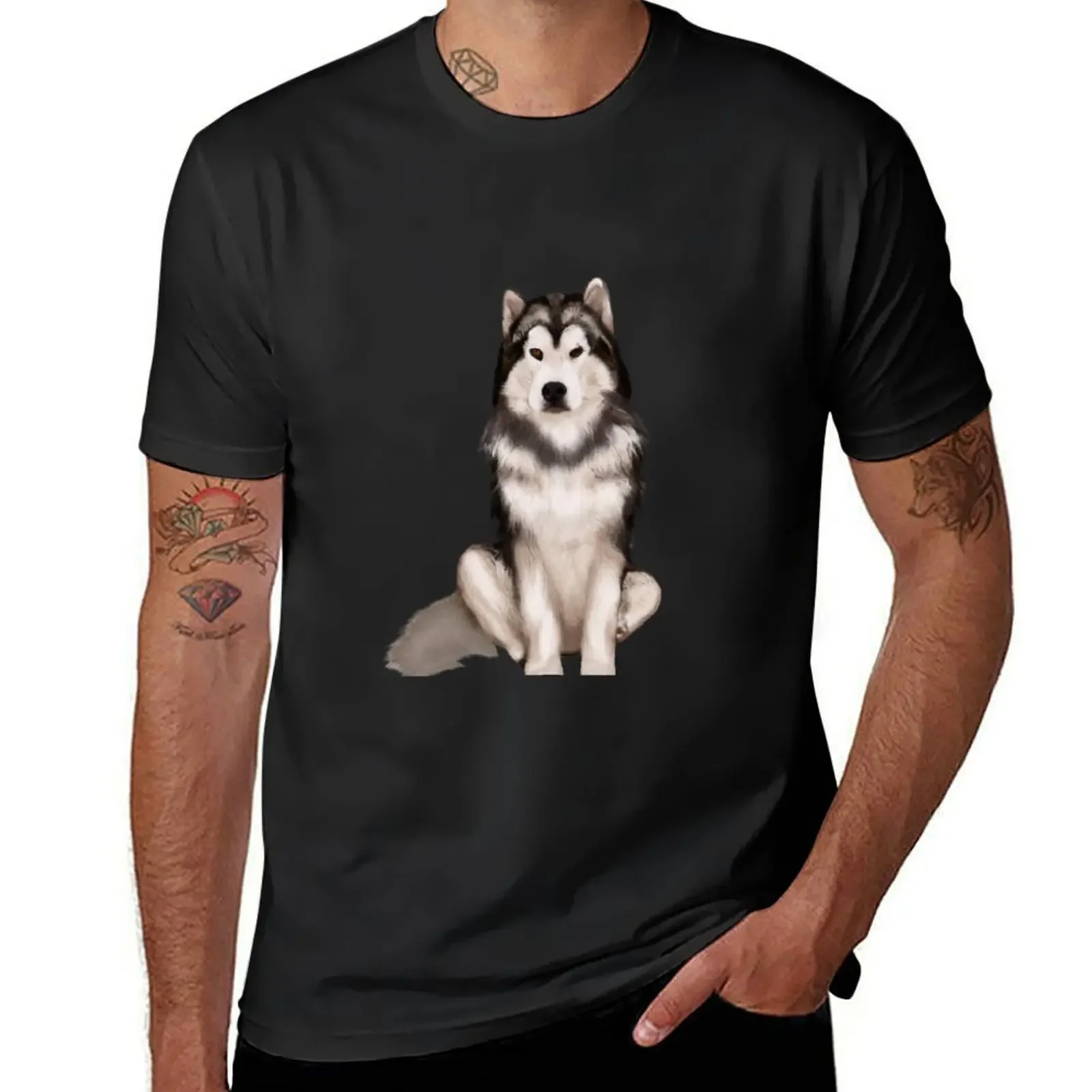 

Cute Alaskan Malamute Drawing T-Shirt animal prinfor boys new edition anime t shirts vintage anime shirt Men's t shirts