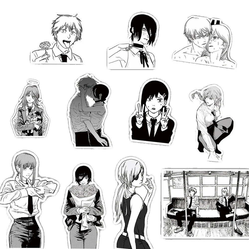 10/30/65 قطعة كول بالمنشار رجل أنيمي ملصقات مقاوم للماء الكتابة على الجدران Skateboard بها بنفسك سكيت الهاتف الأمتعة الدراجة أسود أبيض مانغا الشارات حزمة #3