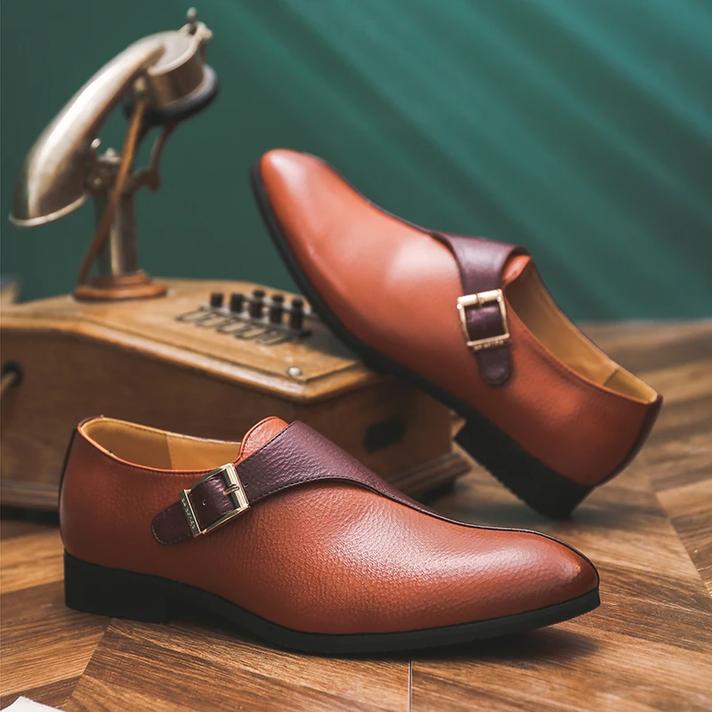 

Men Business Loafers European American Casual Comfortable Breathable Fashionable Buckle Brand Boots Gentleman Shoes Sizes 38-46