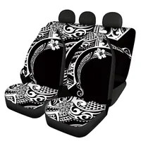 Car Interior Seat Protector Black Tribal Polynesian Plumeria Print Universal Auto Seat Covers Car Full Set Protector