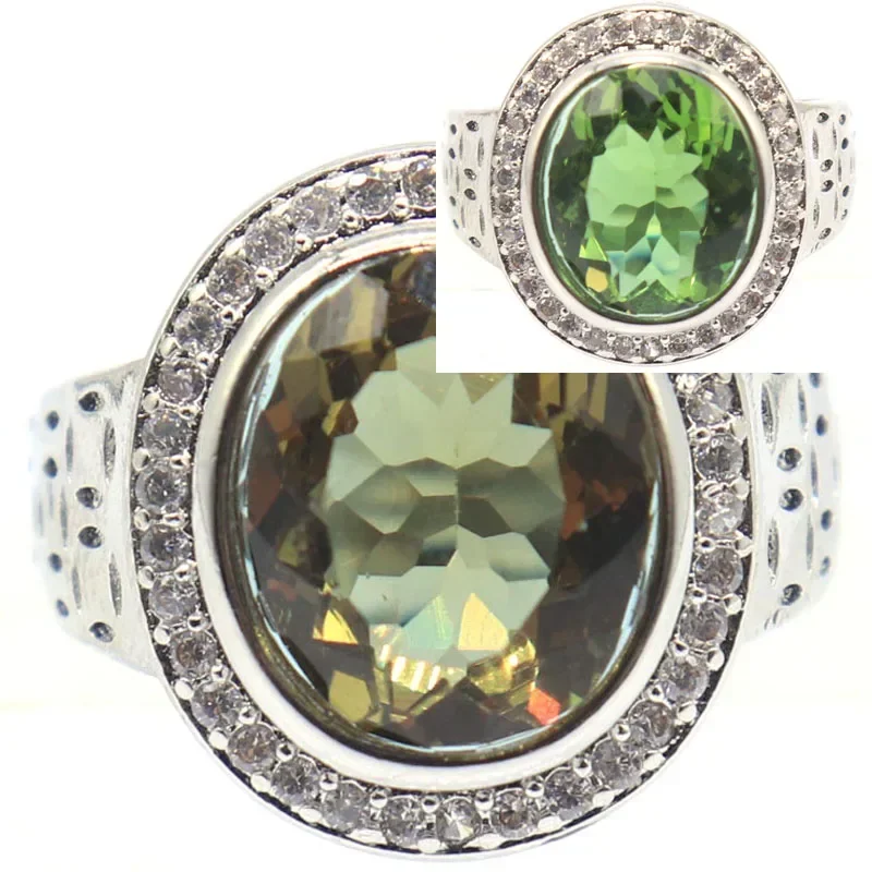 

5.8g Customized 925 SOLID STERLING SILVER Rings Color Changing Zultanite London Blue Topaz CZ Females