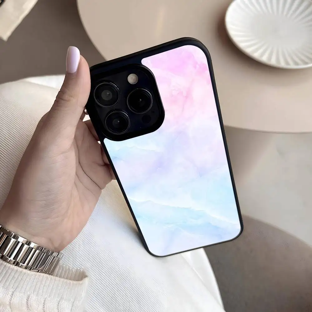 1pc Pastel Marble Phone Case Magsafe For IPhone 17 16 15 14 13 12 Pro Max Plus Air Hard Shell Full Cover Silicone Anti-fall