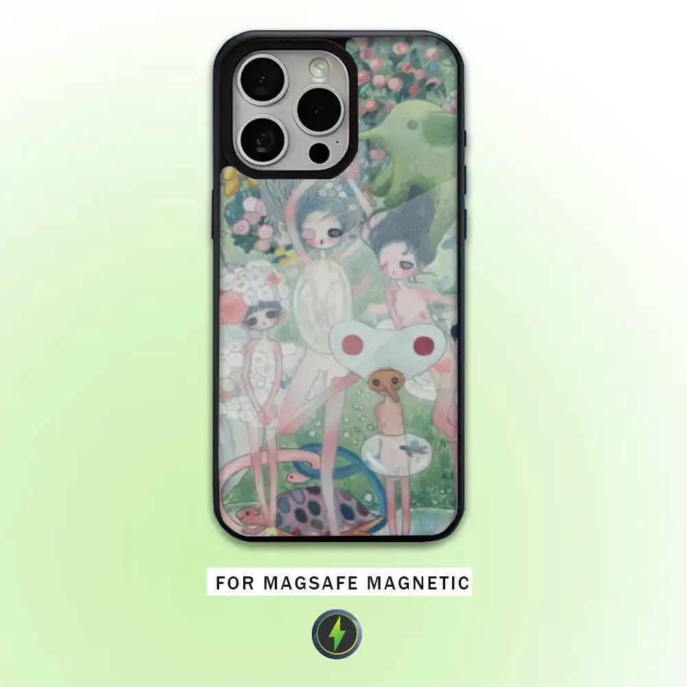 حافظة هاتف يابانية ART Aya Takano لهاتف iPhone17,16,15,14,13,12,11 Plus، Pro Max Magnetic للشحن اللاسلكي Magsafe
