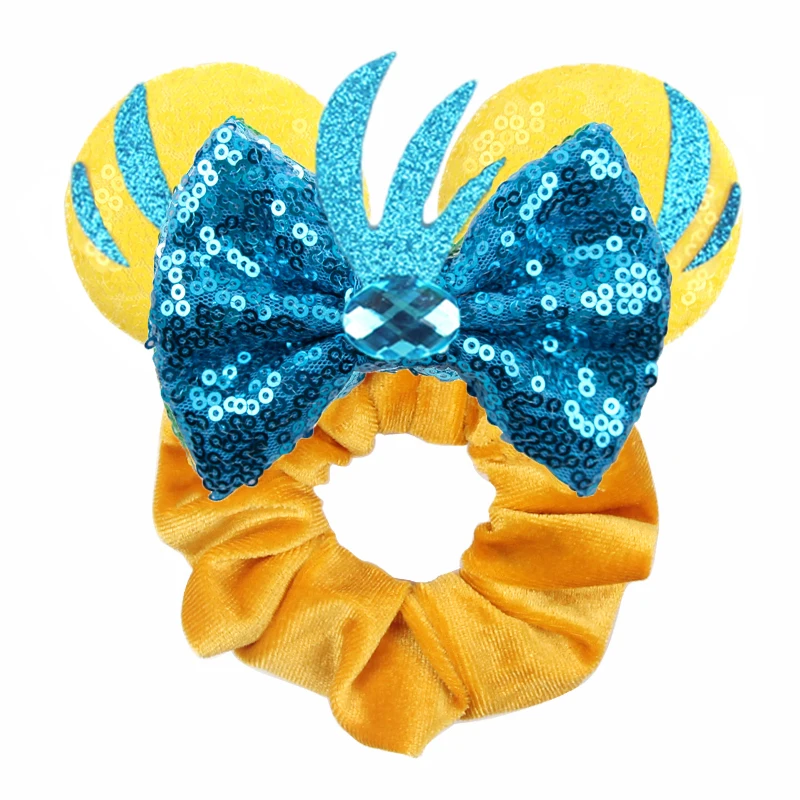 Novo dos desenhos animados disney mouse orelhas cabelo scrunchies laço de cabelo festival lantejoulas 4 