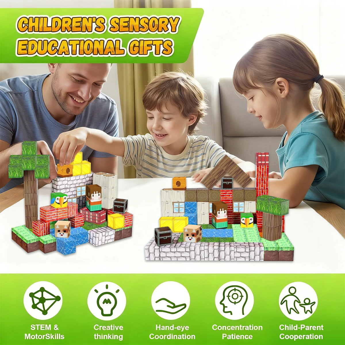 자석 블록 조립 세트 STEM 몬테소리 감각 장난감 3세 이상 어린이 남아 여아용 16/36/50/100개
