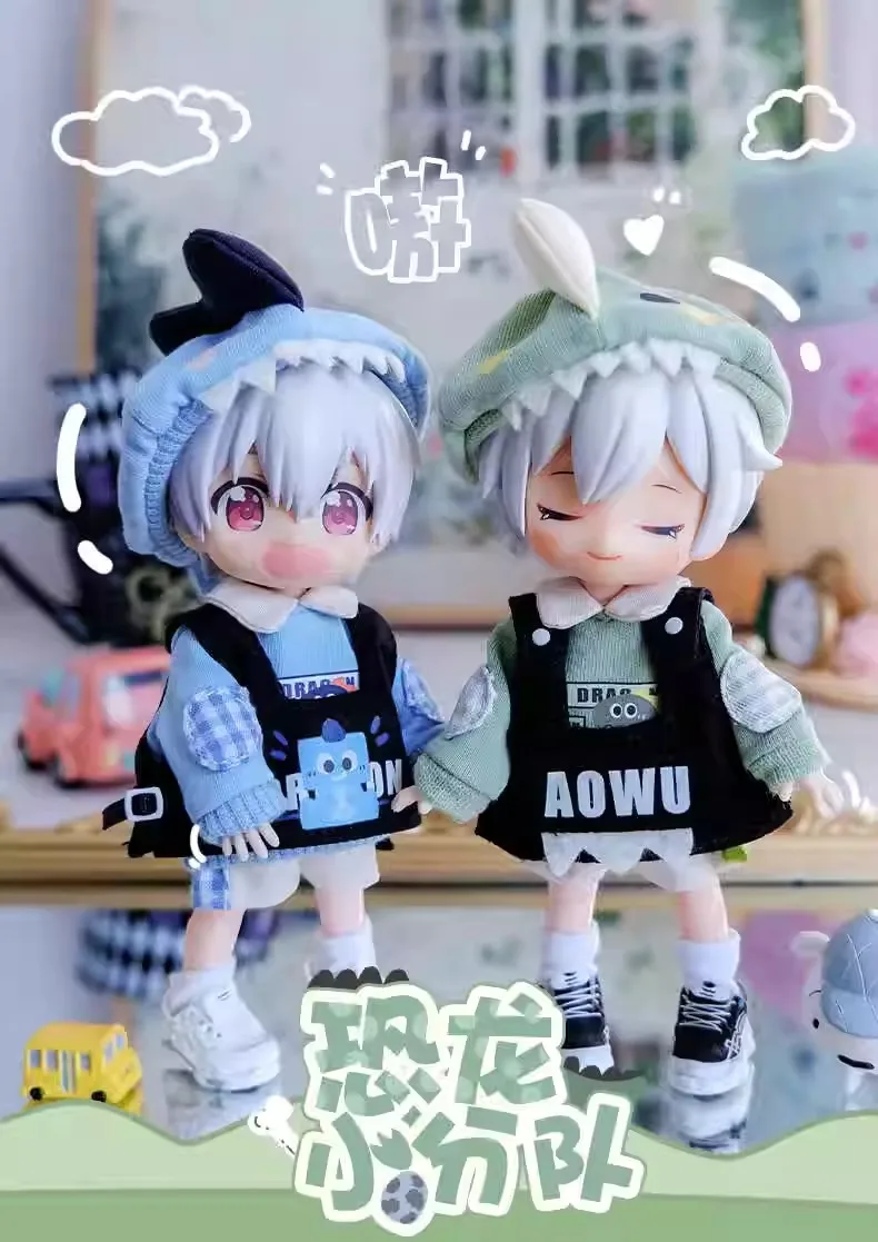 Ropa para muñecas de 12 puntos, sombrero a la moda, chaleco, pantalones cortos, suéter, traje de dinosaurio, pantalones, modelo compatible con cuerpo Molly OB11 Bjd, 1/12