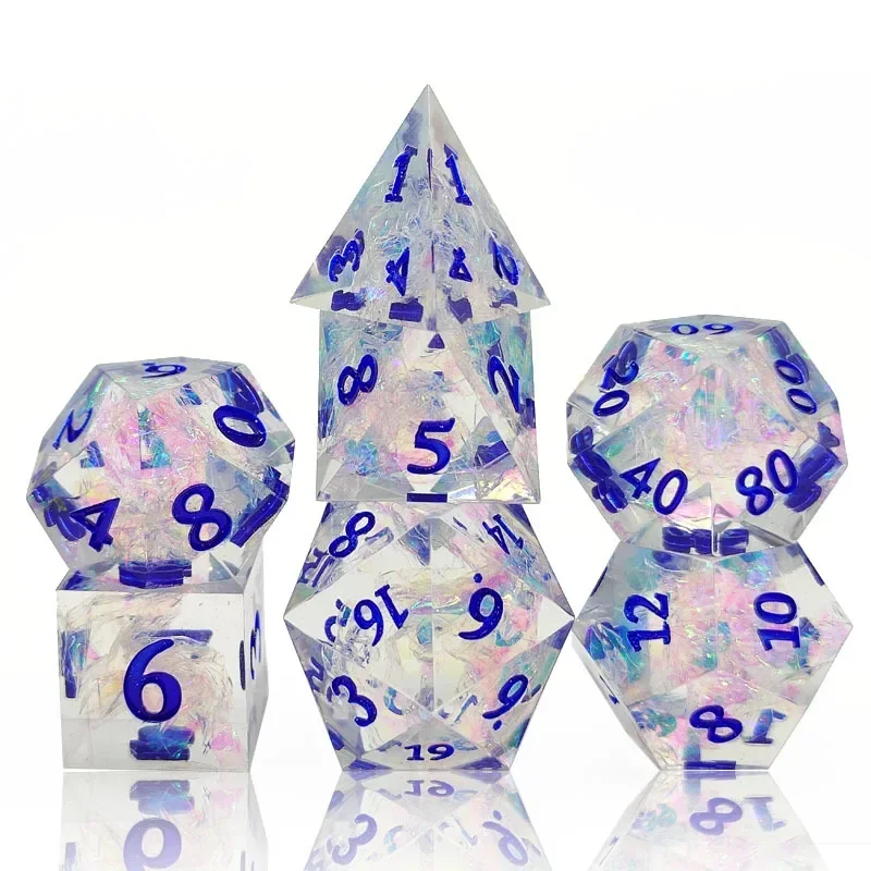 

1set Upscale Resin Transparent Sharp Corner Dice Set D4 D6 D8 D10 D% D12 D20 Polyhedral Dice for Table Games Role Playing Game