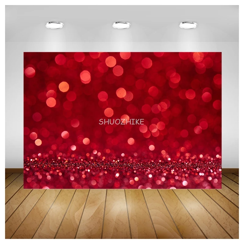 

SHUOZHIKE Bokeh Abstract Dream Photography Backdrops Red Heart Valentine's Day Romantic Love Photo Studio Background RQ-12