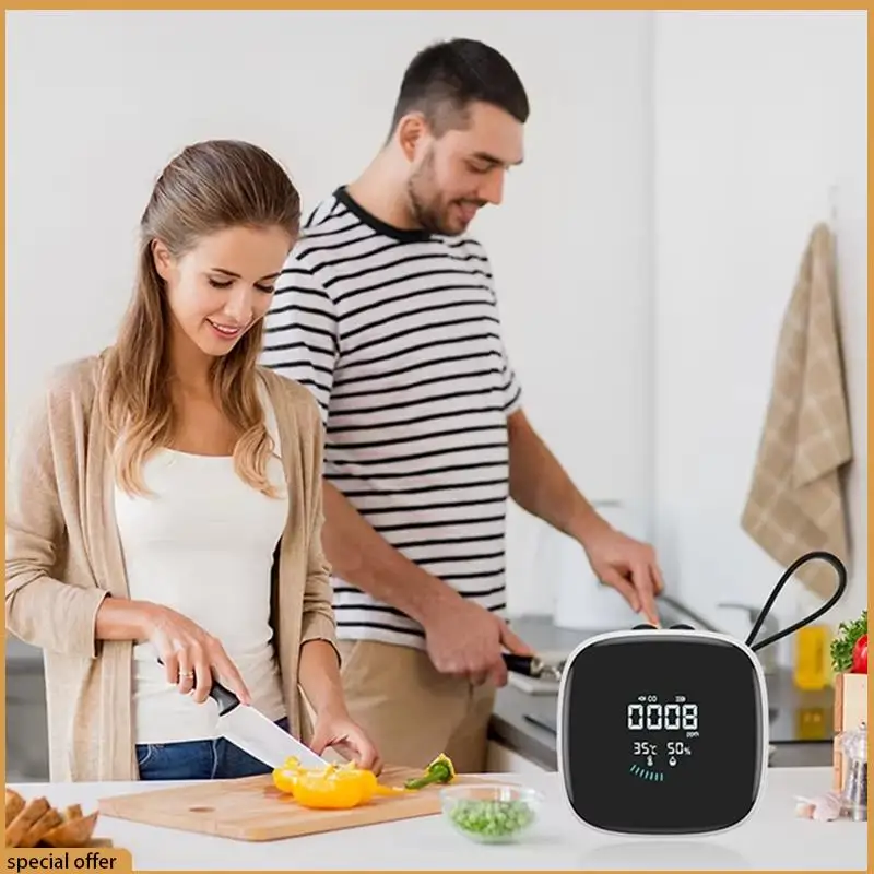 A68Z كاشف أول أكسيد الكربون CO المحمولة متعددة الوظائف جهاز اختبار جودة الهواء جهاز كشف درجة الحرارة والرطوبة