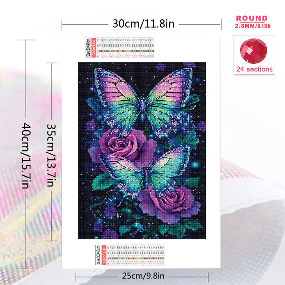 Evershine Butterfly Diamond Embroidery Animal Cross Stitch Kits Art Painting Rose Flower DIY New Arrival Mosaic Child Hobby